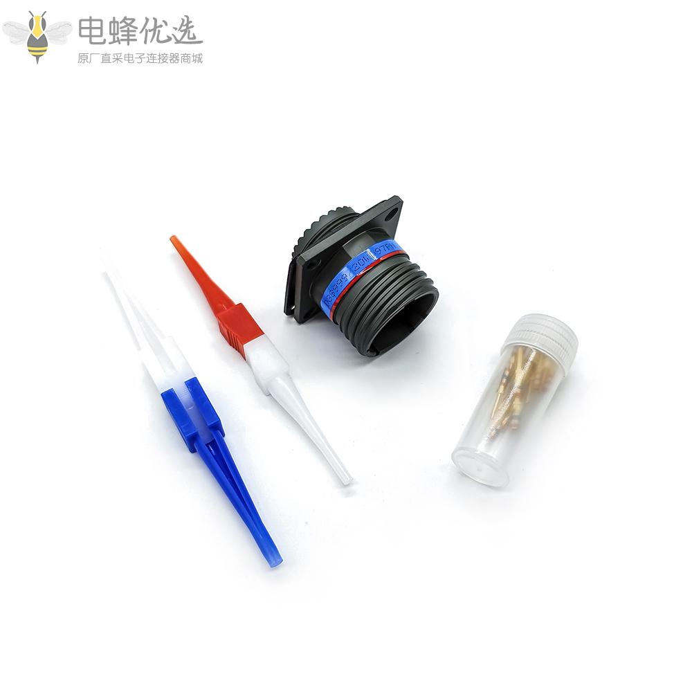 D38999连接器12芯方形法兰N键位15号壳体带针公座