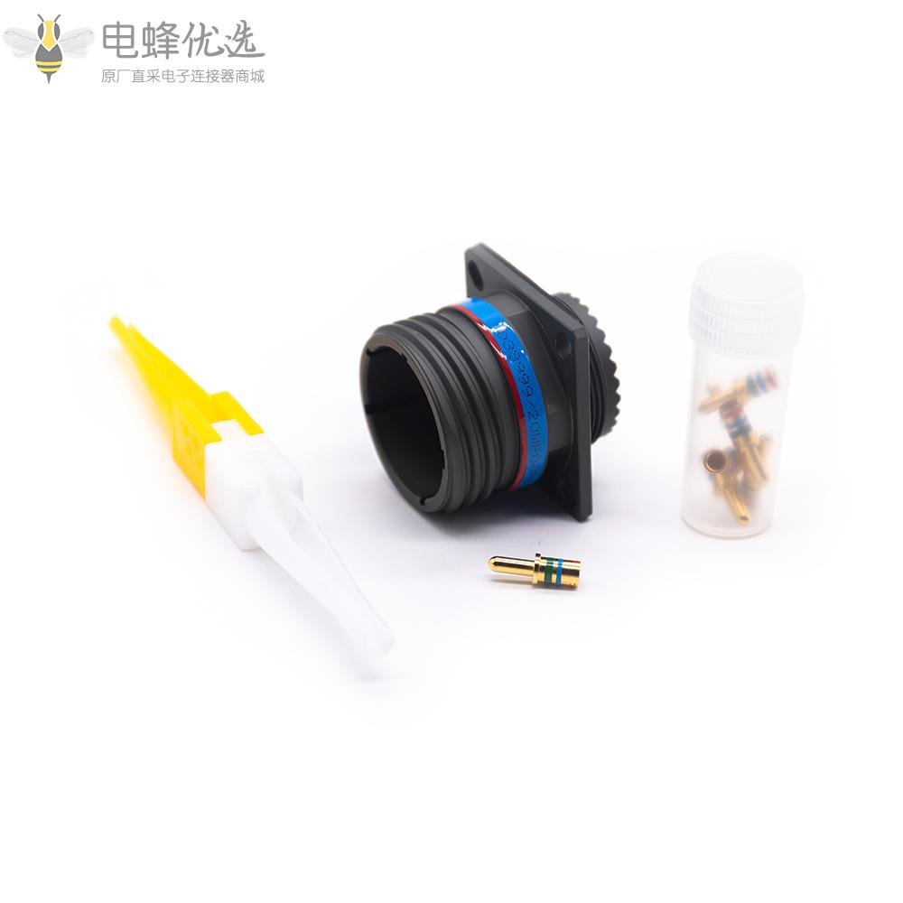 D38999连接器6芯17号壳体N键位方形法兰带针公座
