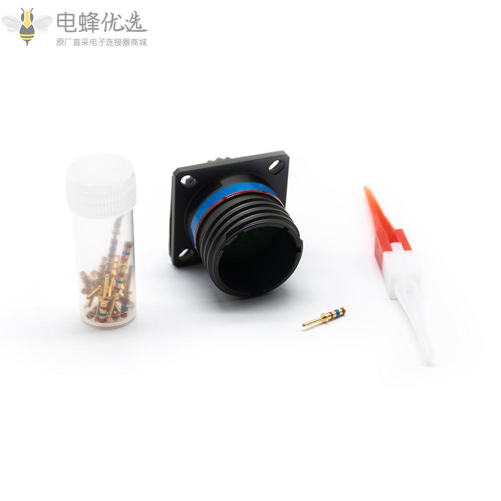 D38999连接器15号壳体19芯方形法兰带针公座N键位