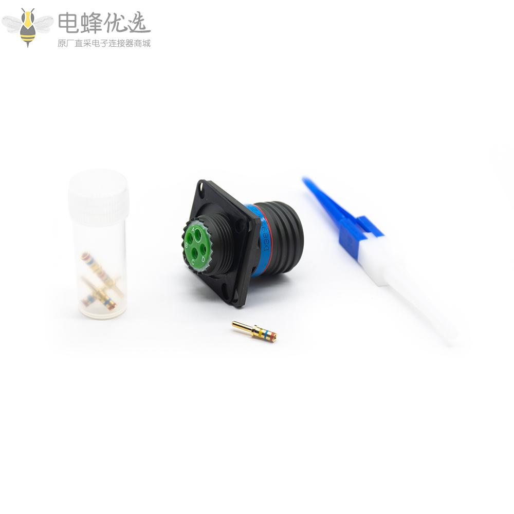 D38999连接器方形法兰4芯N键位13号壳体带针公座