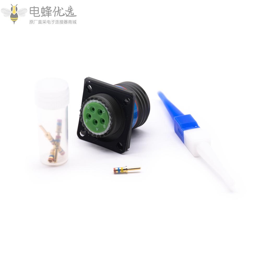 D38999连接器15号壳体方形法兰5芯带针公座N键位