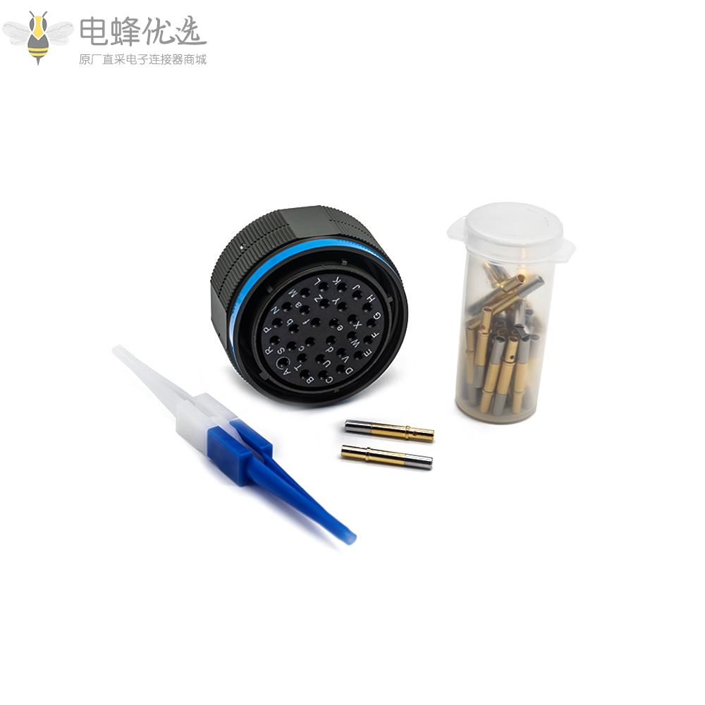 D38999插头29芯带孔母插头军绿色25号壳体连接器
