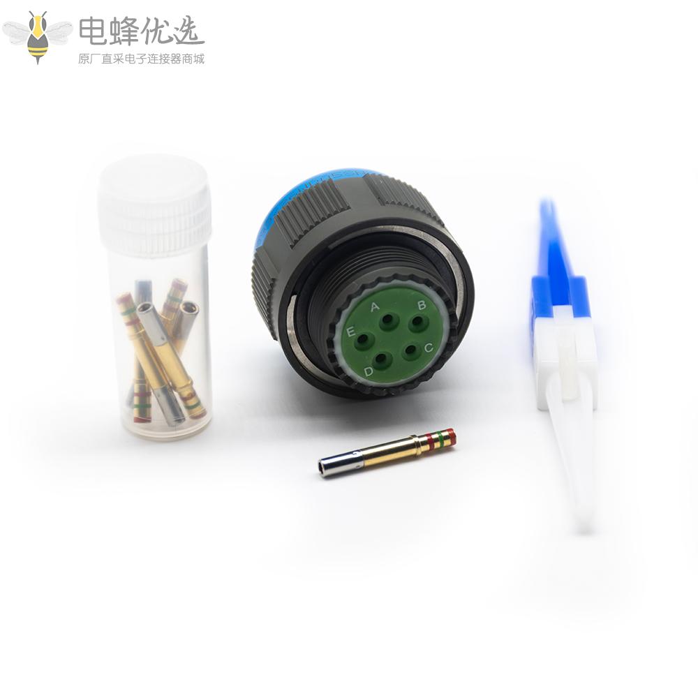 D38999连接器5芯15号壳体带孔母插头N键位