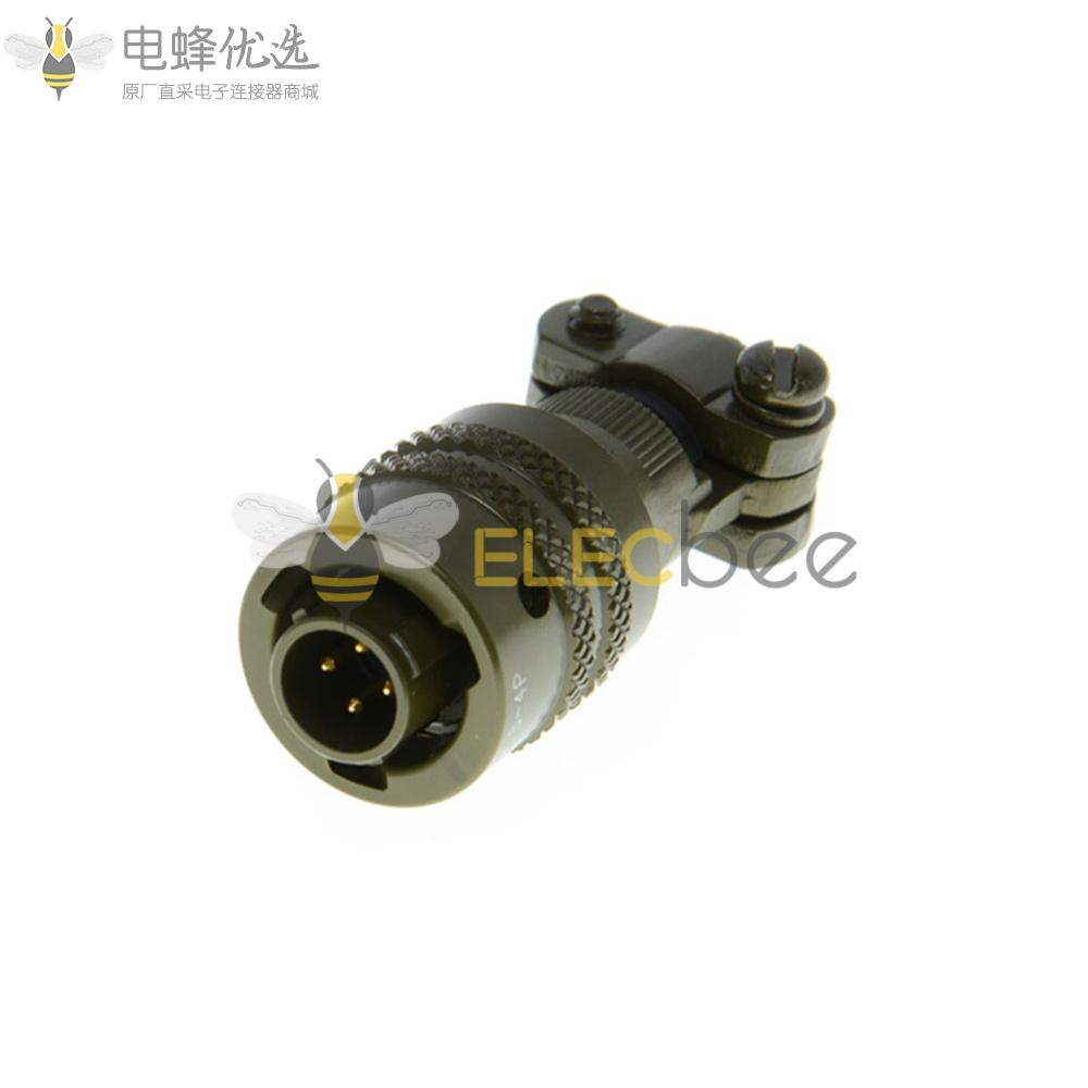 26482连接器卡口式4芯公针带线夹8号壳体线缆安装直插头