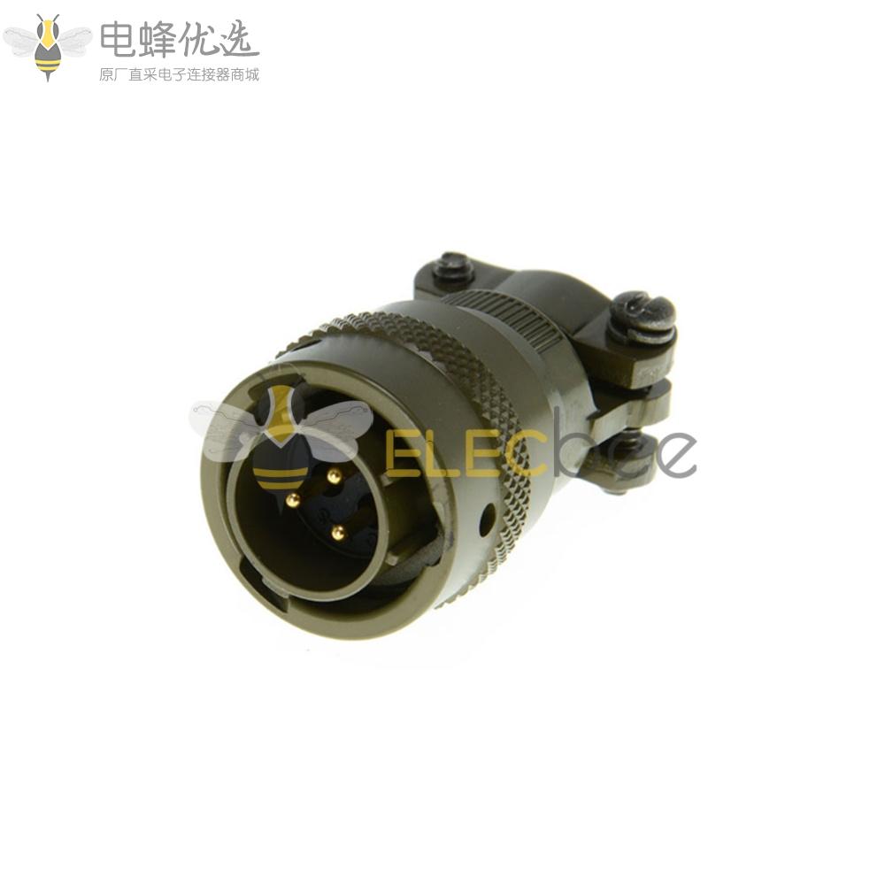 26482连接器3芯针式带线夹直式公插头12号壳体线缆安装