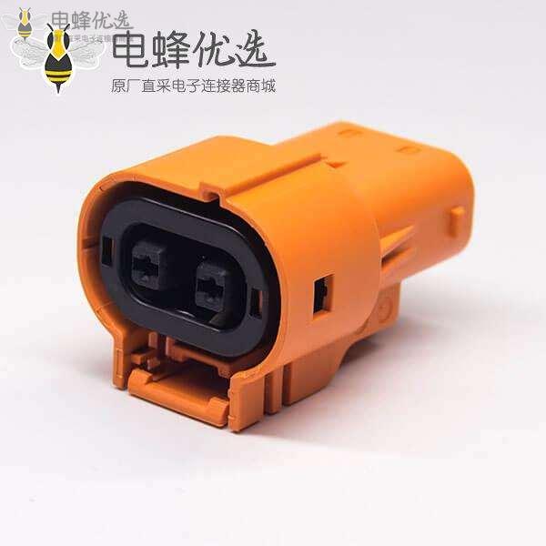 新能源汽车高压连接器插头2芯塑料电流150A直式互锁