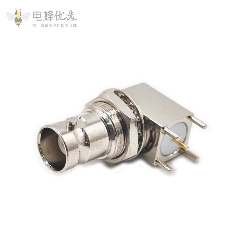 bnc同轴电缆连接器 50欧姆 方形5引脚 弯式母头 PCB板
