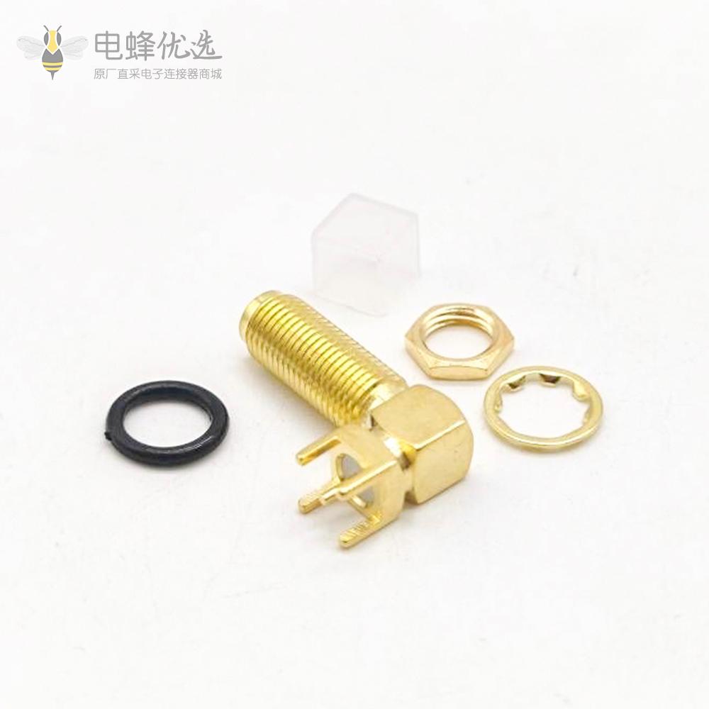 SMA连接器防水母头PCB安装弯插前锁穿墙