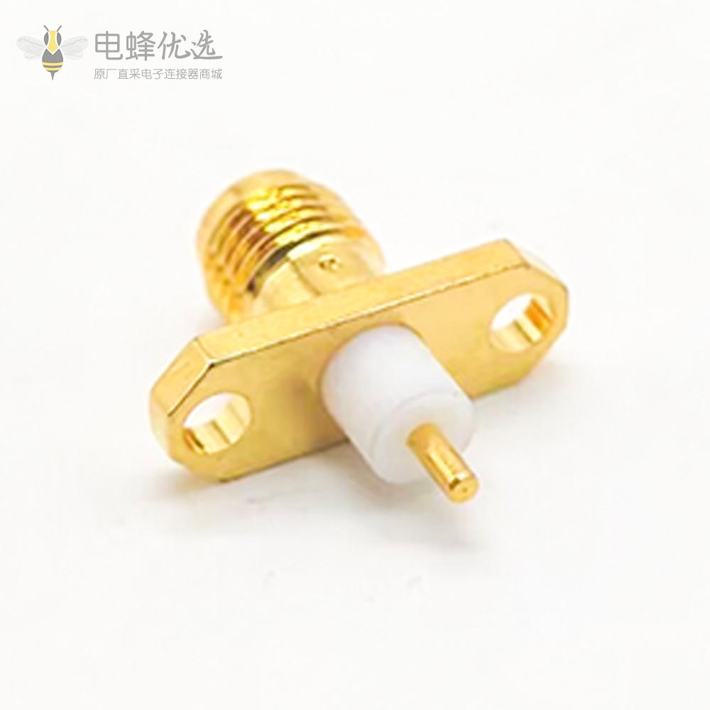 面板SMA PCB安装连接器2孔法兰母头直式焊板