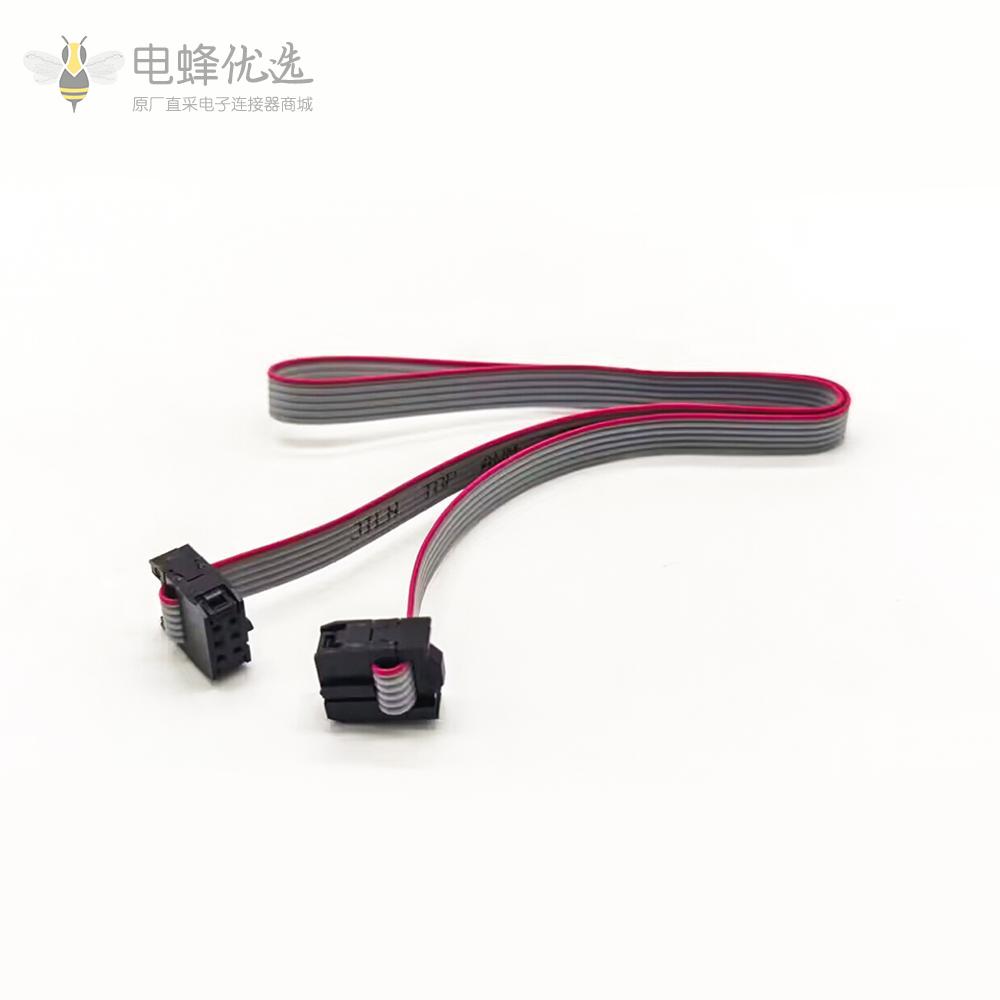 &nbsp;2.54mm间距排线2x3Pin6针6线IDC扁平带状电缆长度40cm连接器