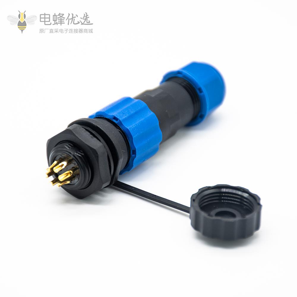 SP13塑料防水航空母插头+公后螺母插座6芯一对